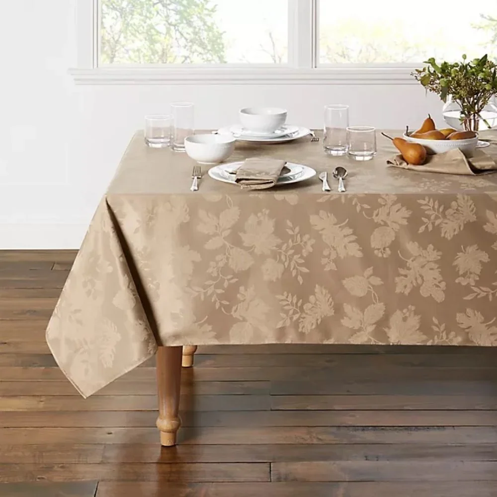 MUSHROOM Autumn Medley Damask 60x144-inch Rectangle Tablecloth (Seats 12 - 14)